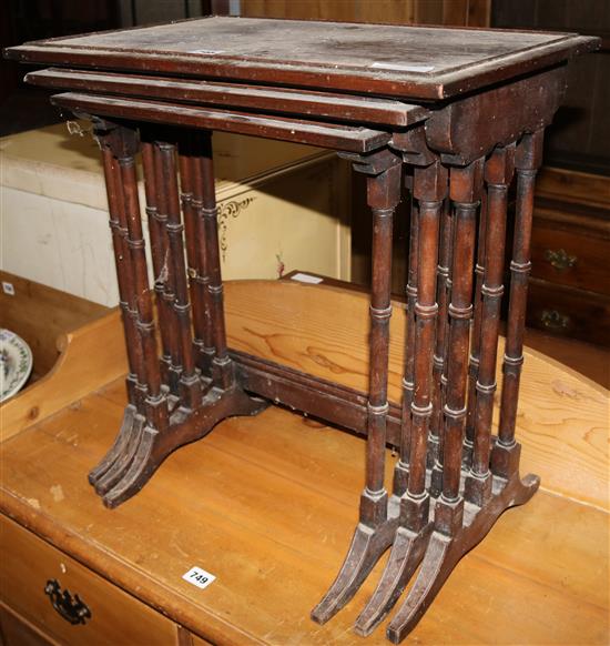 Nest of three Edwardian mahogany tables